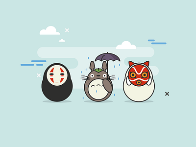 Ghibli friends anime chihiro ghibli icons illustration manga mononoke totoro