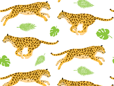 Seamless jaguar pattern african animal cat cheetah flat design illustration jaguar jungle leopard nature print seamless pattern tropical wild wildlife