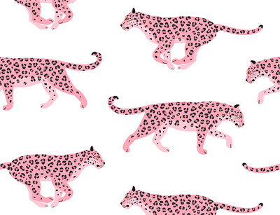 Pink jaguar pattern african animal cat cheetah flat design jaguar jungle leopard nature panther pink seamless pattern tropical wild wildlife