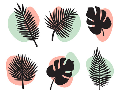 Set of palm leaves