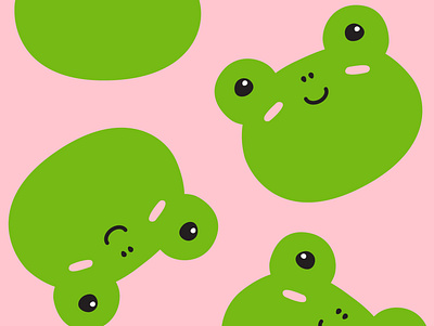 Seamless frog pattern animal childish cute face flat design frog green head illustration kawaii nature pink wild
