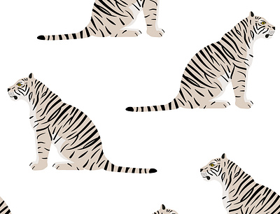 Seamless pattern with tigers animal asian cat flat design illustration jungle nature tiger tropical wild wildlife