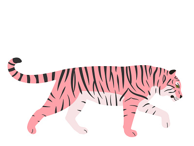 Tiger animal asian cat flat design illustration jungle nature pink tiger tropical vector wild wildlife