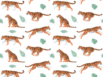 Seamless pattern of tigers