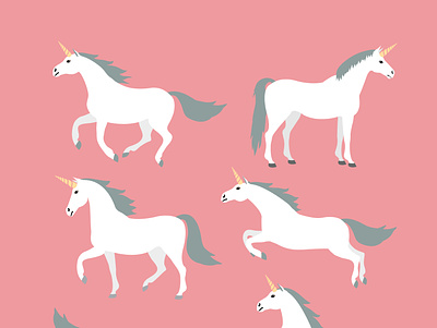 Set of unicorns animal childish cute equestrian fairy tale flat design girlish horse illustration magical pony trendy unicorn
