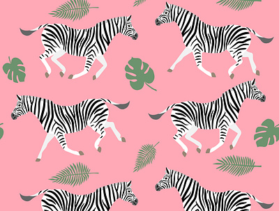 Seamless zebras pattern african animal flat design horse illustration seamless pattern summer tropical wild wildlife zebra