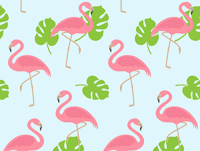 Seamless flamingo pattern animal bird flamingo flat design illustration nature palm seamless pattern summer tropical wild wildlife