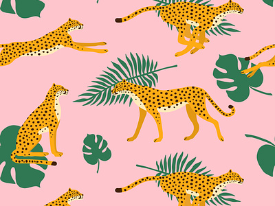 Seamless cheetah pattern african animal cheetah flat design illustration leopard nature print seamless pattern summer textile tropical wild wildlife