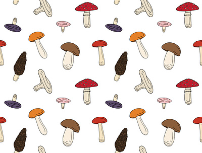 Seamless mushroom pattern autumn design fall flat design food forest illustration mushroom nature seamless pattern season spooky trendy wild woodland