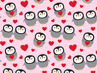 Valentine penguin pattern