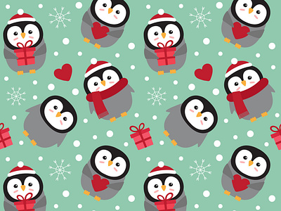 Seamless pattern of penguins