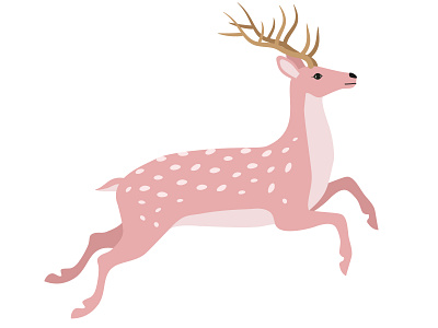 Running deer animal deer design flat design forest illustration jumping nature pink reindeer running trendy wild wildlife woodland