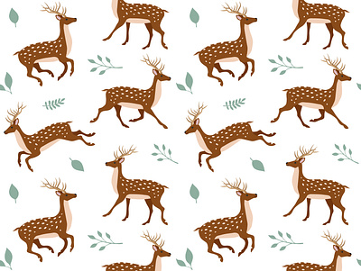 Seamless pattern of deer animal deer flat design forest illustration nature reindeer seamless pattern trendy wild wildlife woodland