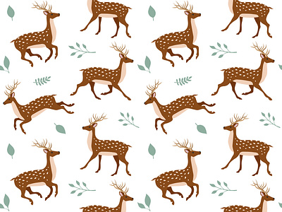 Seamless pattern of deer