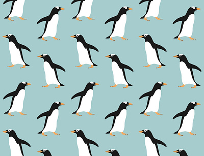 Seamless pattern of penguins animal antarctic aquatic bird flat design illustration nature penguin seamless pattern trendy wild winter
