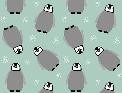 Seamless pattern of penguins animal antarctic baby bird chick emperor flat design fluffy illustration nature penguin seamless pattern snow trendy wild winter