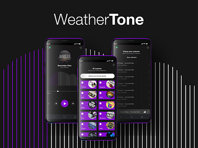 WeatherTone dark mode music app ui ui design ux ui