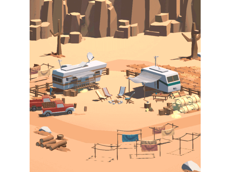 Camp 3d asset for game game low poly unity