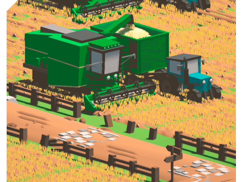 Combine harvester 3d asset for game game low poly unity