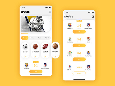 Sports event live application sports design ui ux 应用 设计