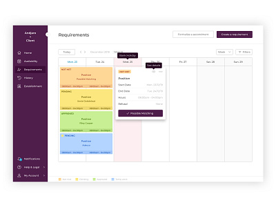 Andjaro - Requirements (week view) andjaro app calendar calendar design calendar ui design requirements sketch ui web app