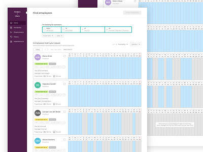 Andjaro - Find employees andjaro app calendar view design sketch ui web app
