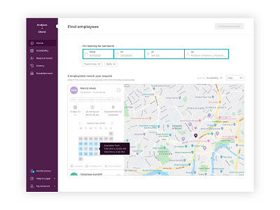 Andjaro - Find employees andjaro app design map view sketch ui web app