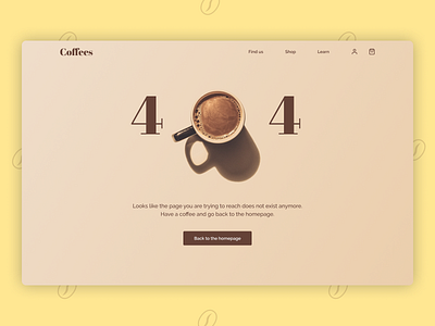 Daily UI 008 - 404 Page 404 404page coffee coffee bar coffee shop dailyui dailyui008 design error error page figma ui website website design