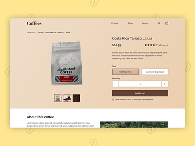 Daily UI 012 - E-Commerce Shop (Single Item) coffee coffee bar coffee shop dailyui dailyui012 design e commerce ecommerce figma shop ui website website design