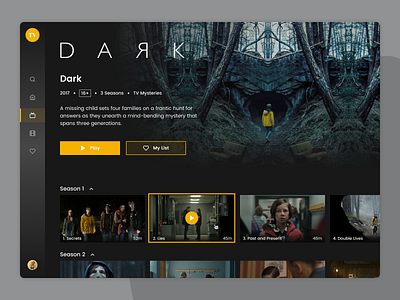 Daily UI 025 - TV App app dailyui dailyui025 dark dark ui design figma tv tv app tv show tv shows ui