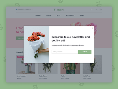 Daily UI 026 - Subscribe dailyui dailyui026 design e commerce ecommerce figma flower shop flowers shop shop subscribe subscribe form ui website website design