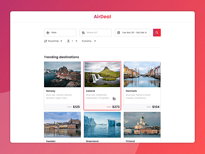 Daily UI 069 - Trending dailyui dailyui069 design figma flight flight search flights holidays search trending trending destinations ui vacation website website design