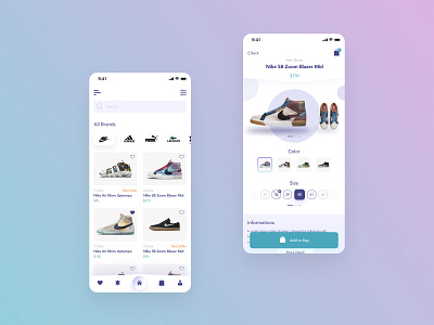 Shoes Collection app appdesign design ecommerce fashion mobileapp mobiledesign navbar shoesapp tabbar ui ux