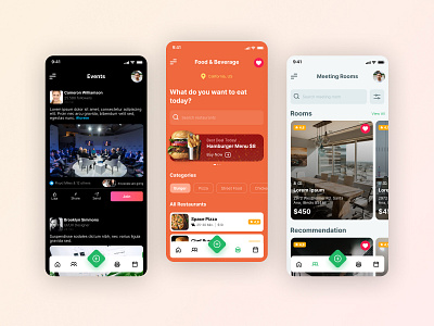 Events/Food/Meeting Rooms app appdesign design event mobileapp ui ux