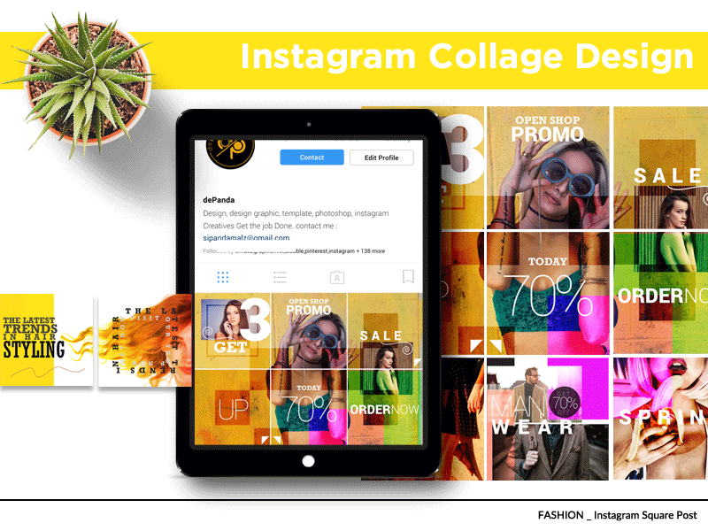 Fashion Instagram Square Post collage design designgraphic fashion graphic instagram instapost promo sale template