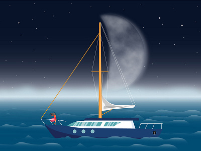 Perfect click boat moon sea