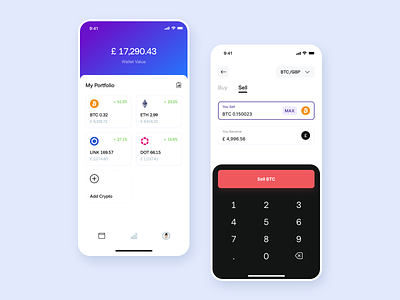 Crypto Wallet App app clean concept crypto cryptocurrency design inspiration minimal mobile mobile app ui ui design ux ux design