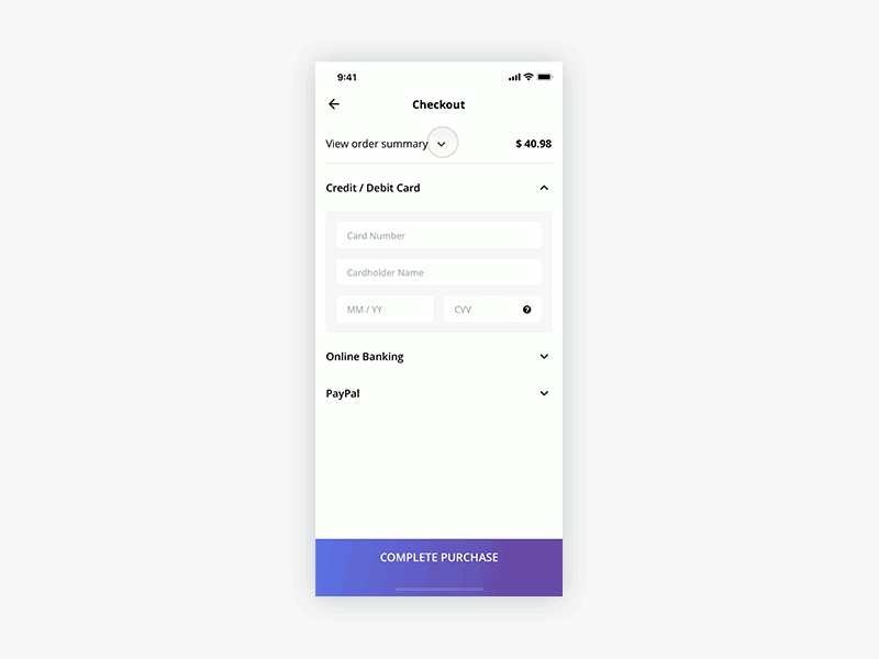 Checkout UI Animated