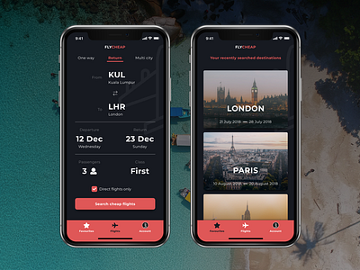 Book Cheap Flight Concept UI - Fly Cheap [2] animation app book concept dark design interaction travel ui ui design ux ux design