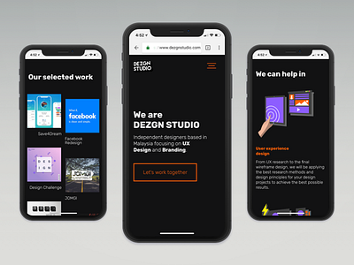 DEZGN STUDIO Mobile Web Shot branding freelance illustration logo mobile responsive ui design ux design web web design website