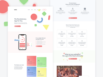 Hazel Landing Page abstract art content gradient design graphics design inspiration landing page product design ui ui design ux ux design web web design website