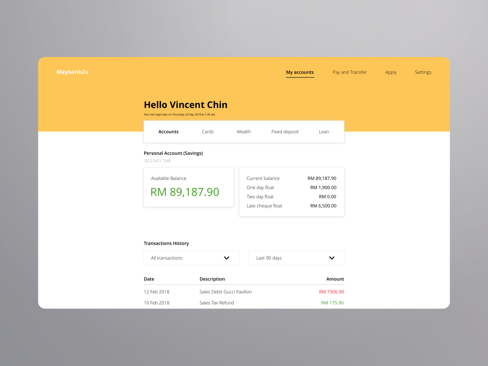 Daily UI - Your Bank Account.