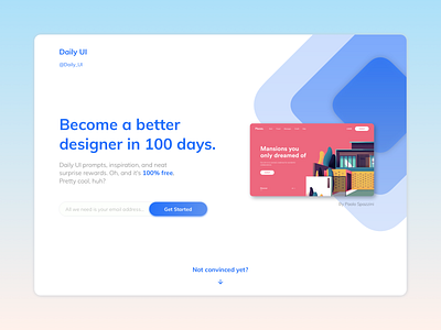 Daily UI - DailyUI Landing app clean concept dailyui design inspiration landing page minimal typography ui ui design ux ux design web web design website