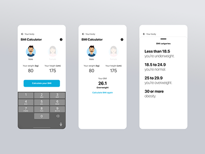 Daily UI - Know Your BMI app app design calculator clean concept dailyui design inspiration ios minimal mobile ui ui design ux ux design