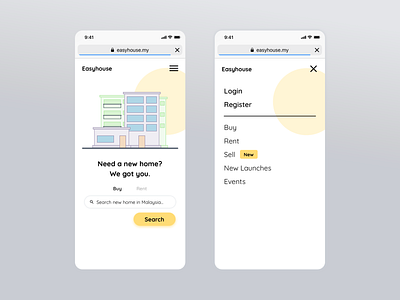 Daily UI - Easyhouse app clean concept dailyui design flat flat design illustration inspiration landing page minimal navigation ui ui design ux ux design web web design website