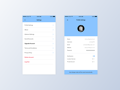 Daily UI - Settings