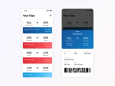 Daily UI - Boarding Pass app clean concept dailyui design digital flight app inspiration minimal ticket app travel ui ui design ux ux design