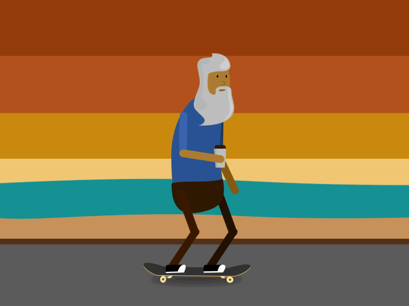Sunset Rider adobe after effects animation beard design illustration motion old skate summer sunset