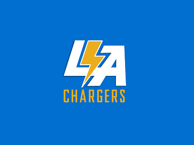 LA Chargers Bolt White Logo With Blue Background T-Shirt