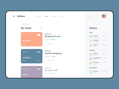 SoftBank Card Page bank bank card dashboard design figma transactions ui ux